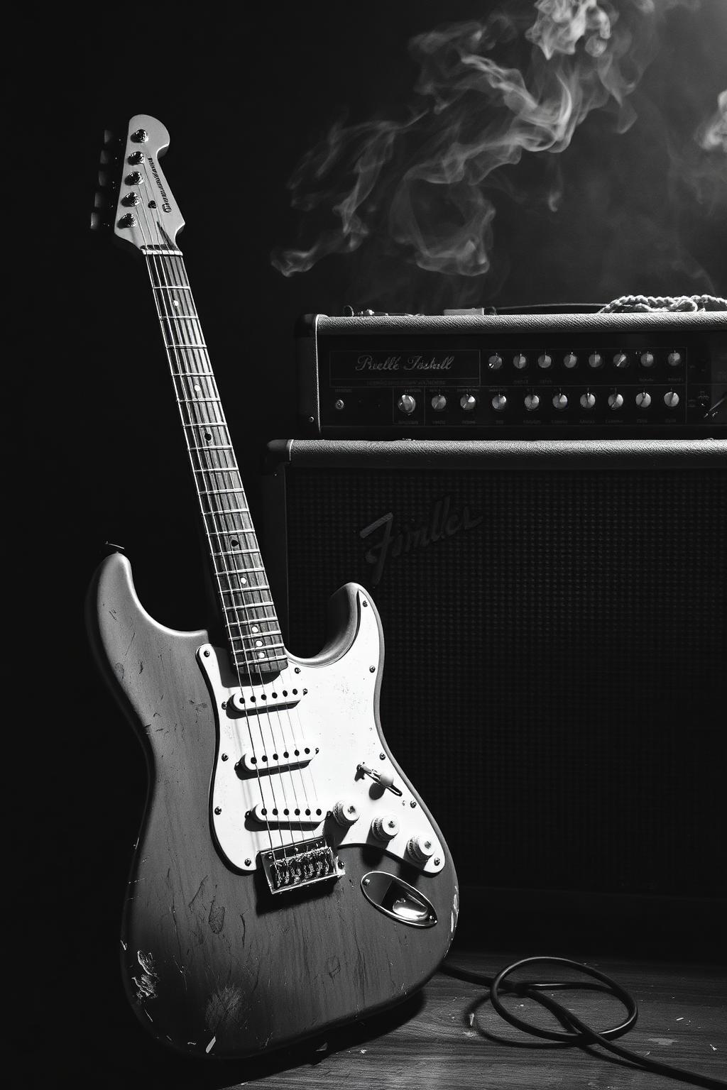 Electric guitar ready to play